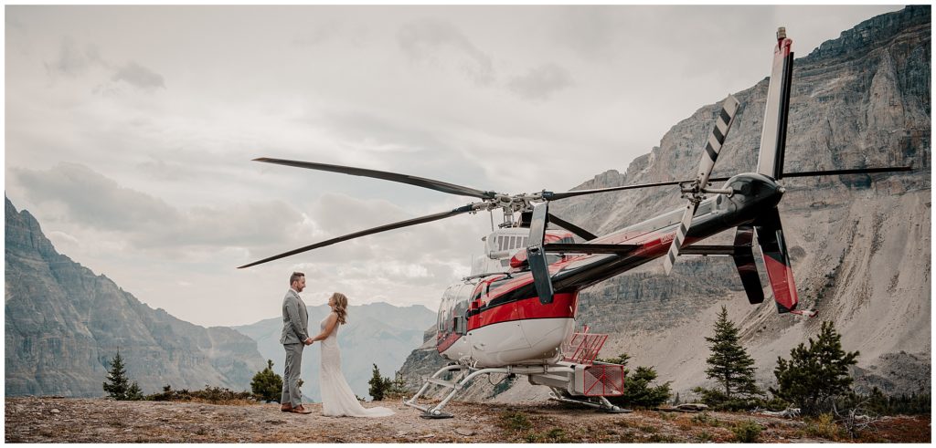 Mountain top helicopter elopement