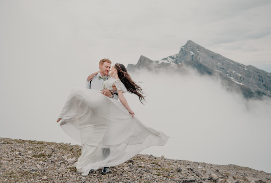 couple getting married on a mountain
