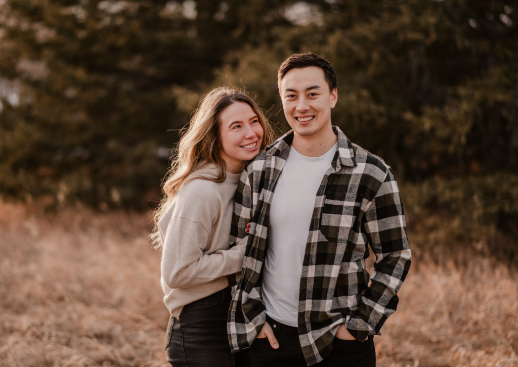 newly engaged couple in calgary