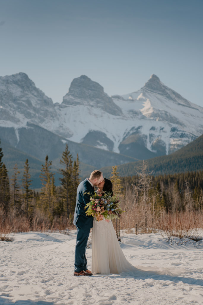 first kiss canmore elopement