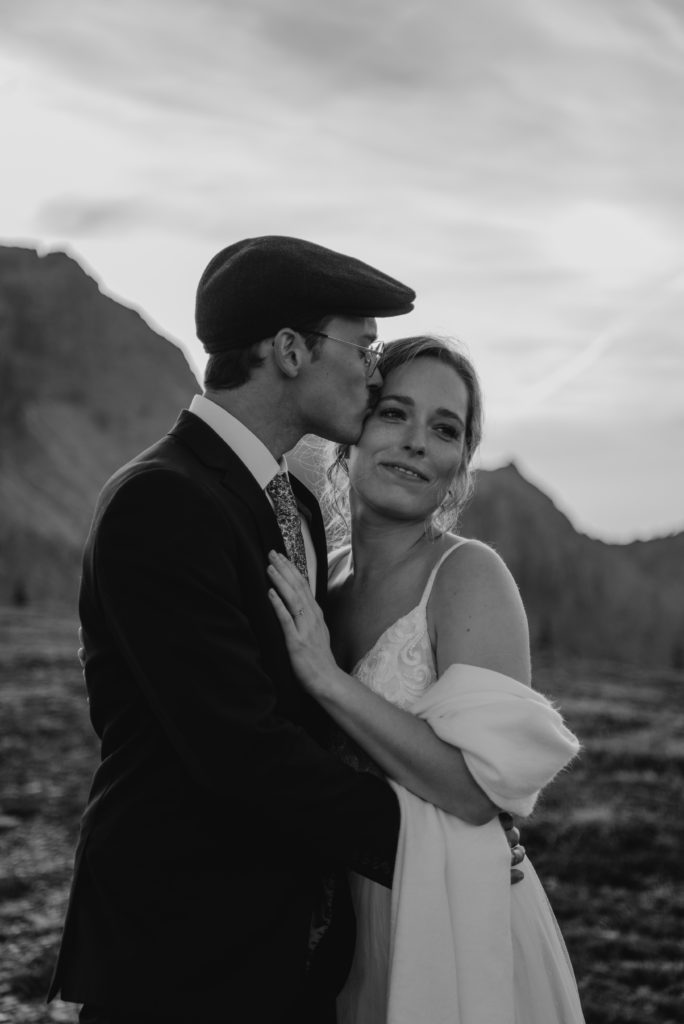 sunset helicopter elopement bride and groom