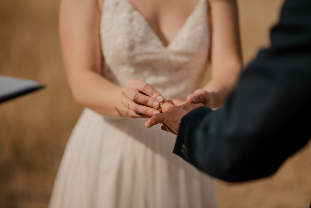 ring exchange elopement ceremony in Cranbrook BC