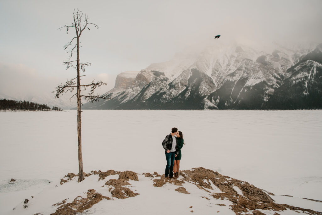 winter engagement session in Banff Alberta