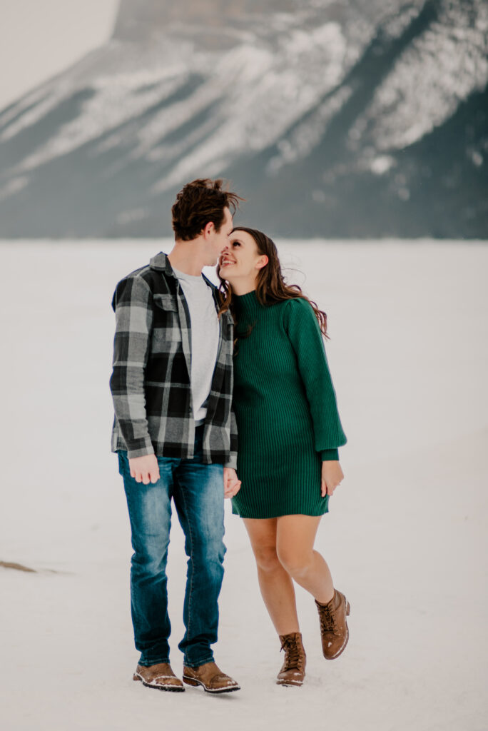 winter engagement session in Banff