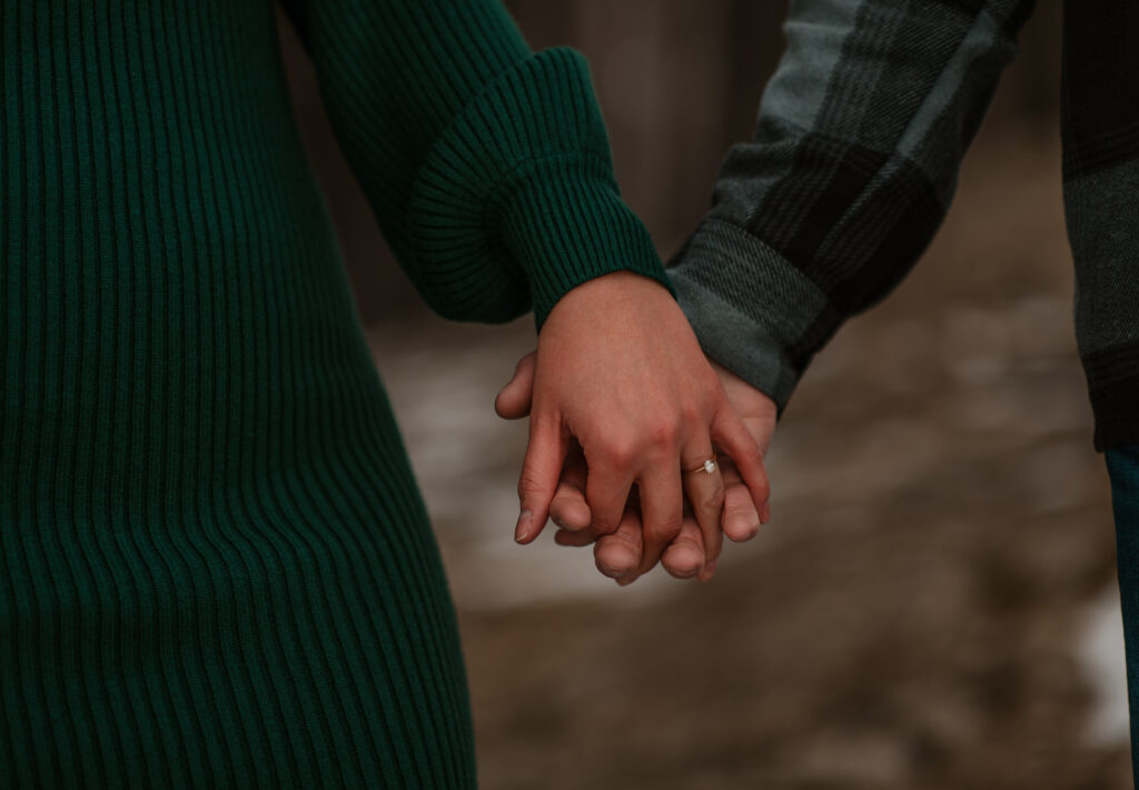 hands and ring shot of engagement session