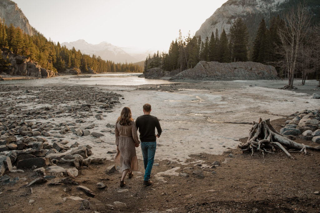 morning couples session at Bow Falls