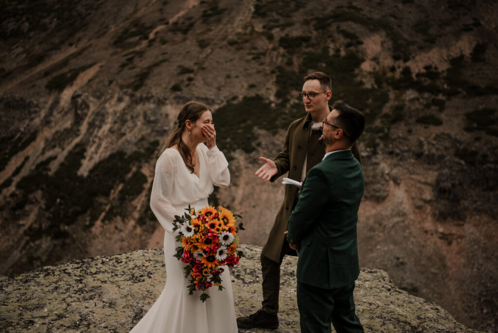 banff helicopter elopement ceremony in the fall