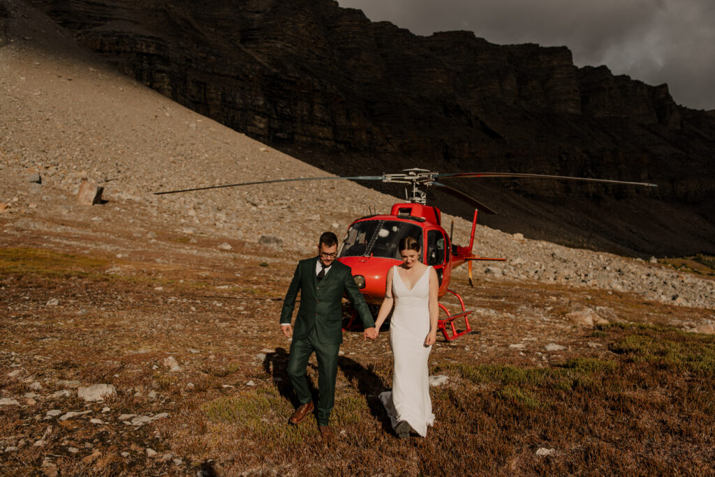 mountain top helicopter elopement in alberta
