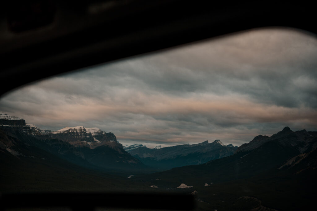 mountains at sunrise helicopter elopement
