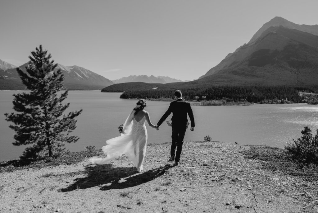 Intimate elopement at Abraham Lake in Alberta