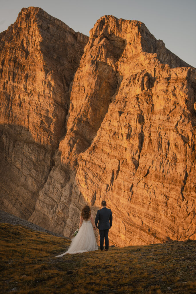 sunrise hiking elopement on Ha Ling in Canmore