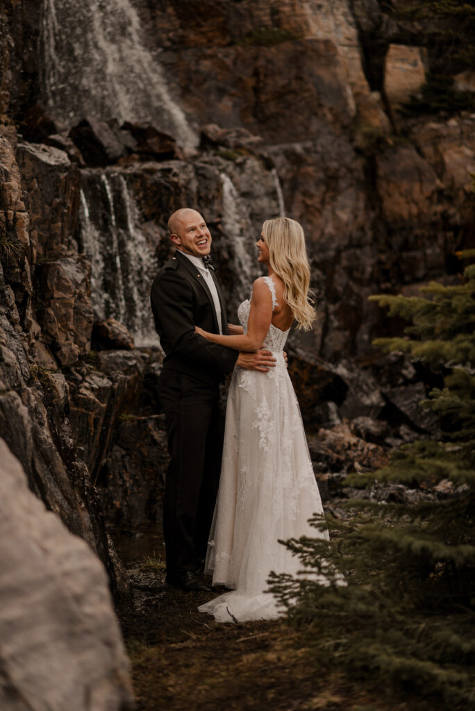 waterfall elopement photos alberta