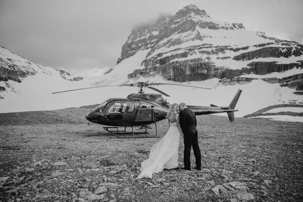 mountain top helicopter elopement in alberta