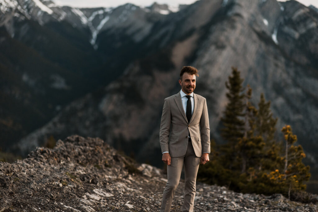 groom on a mountain