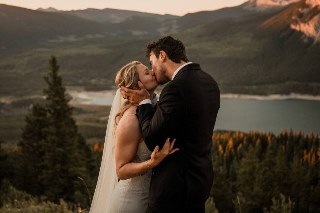 epic sunrise on a mountain elopement in kananaskis