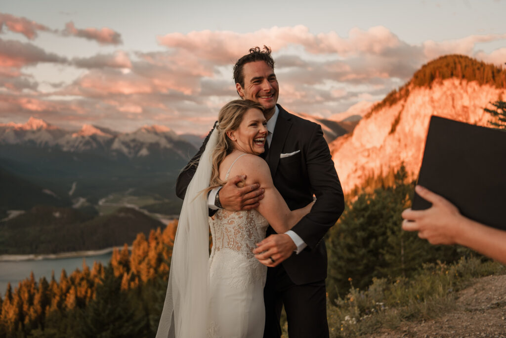 epic sunrise on a mountain elopement in kananaskis