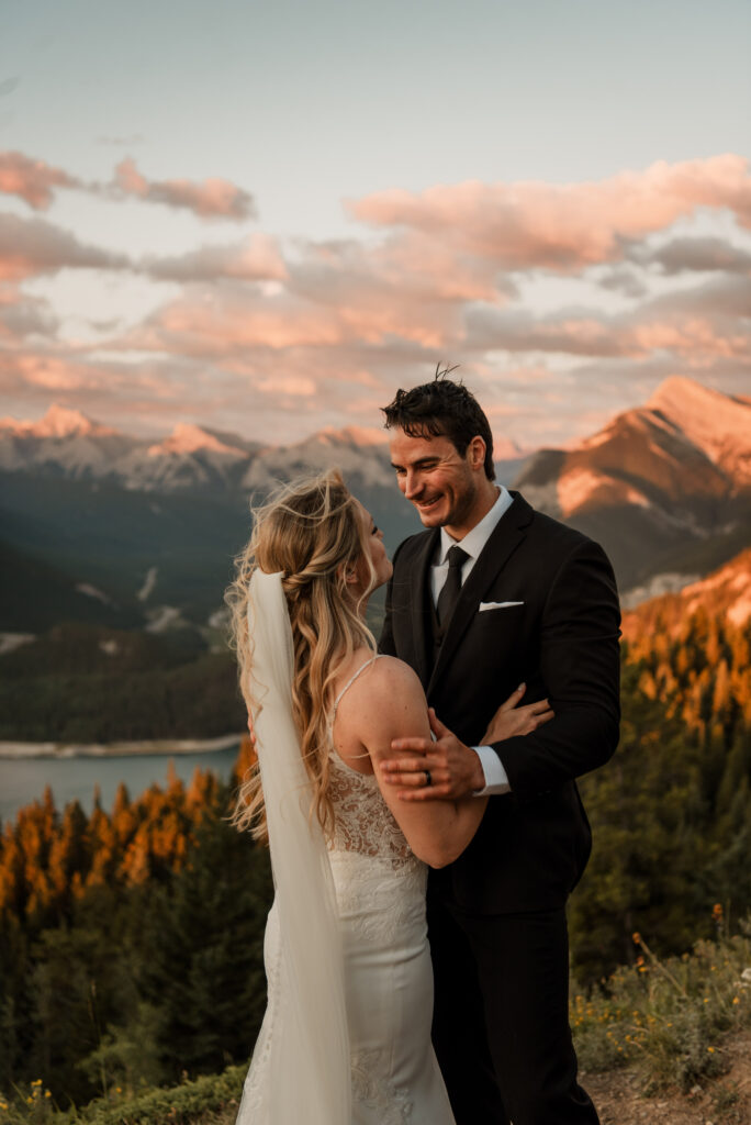 epic sunrise on a mountain elopement in kananaskis