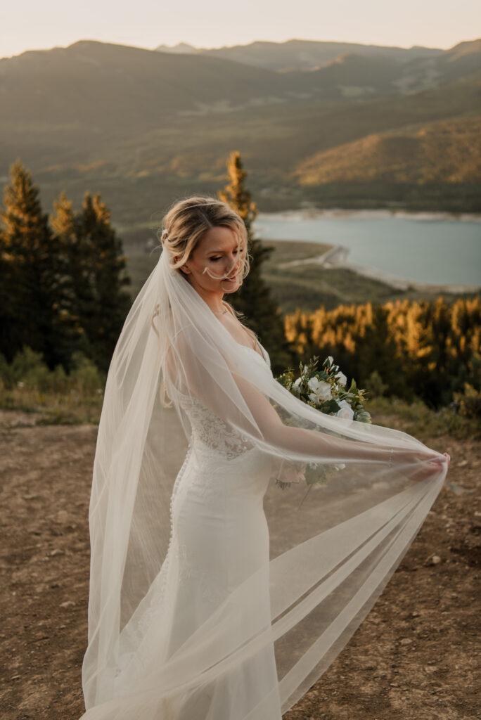 bride on a mountain for her elopement