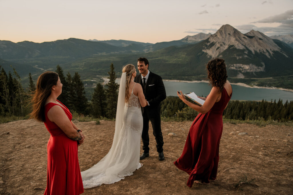 sunrise elopement ceremony on a mountain top  