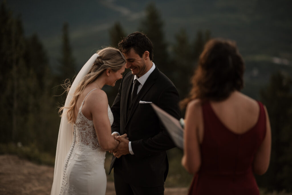 sunrise elopement ceremony on a mountain top  