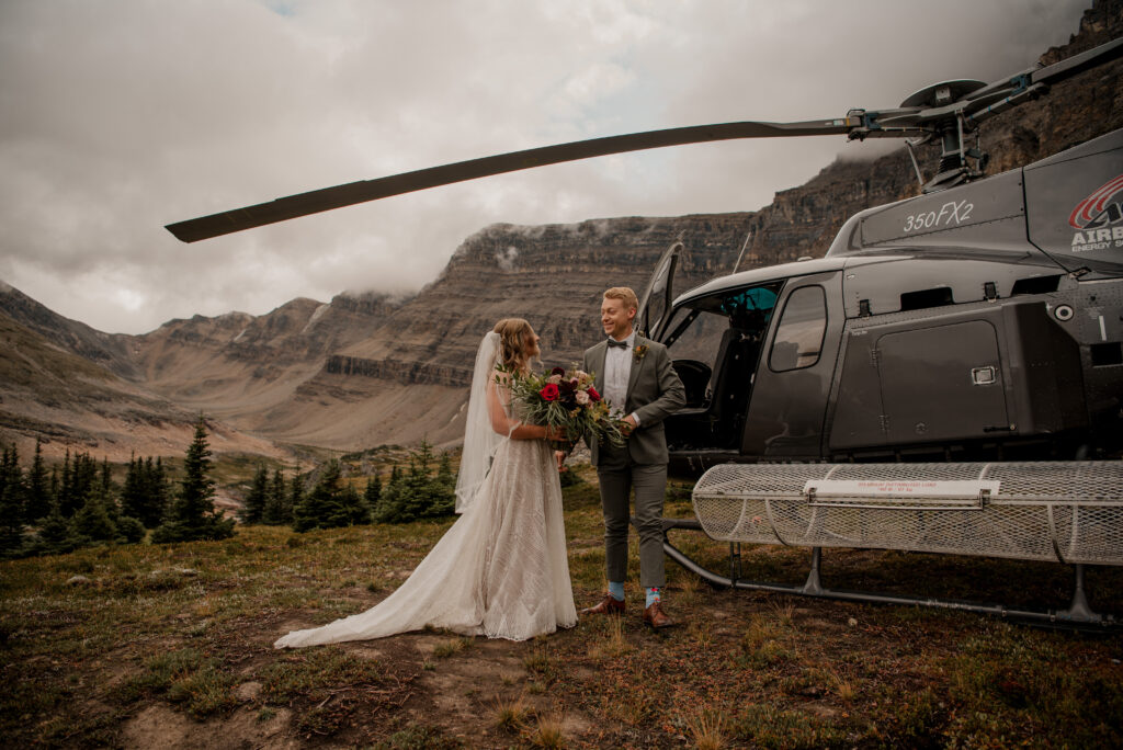 fall evening helicopter elopement with rockies heli 