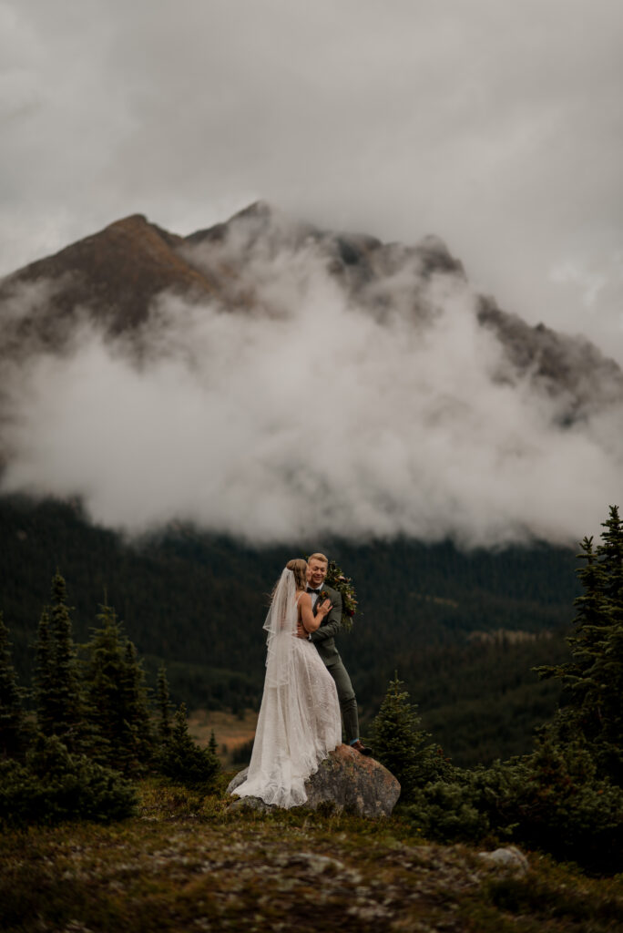 sunset helicopter elopement with rockies heli in alberta