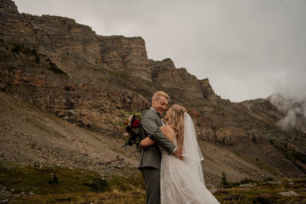 sunset helicopter elopement with rockies heli in alberta