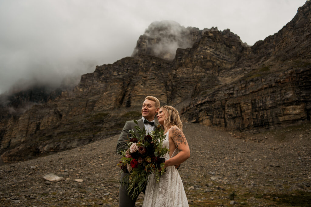 sunset helicopter elopement with rockies heli in alberta