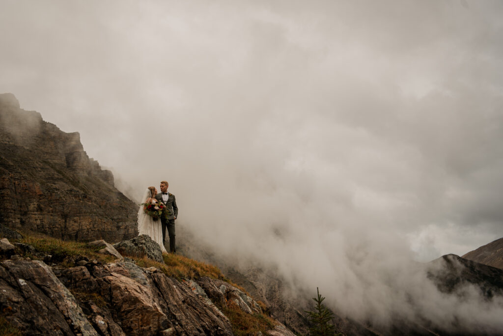 sunset helicopter elopement with rockies heli in alberta