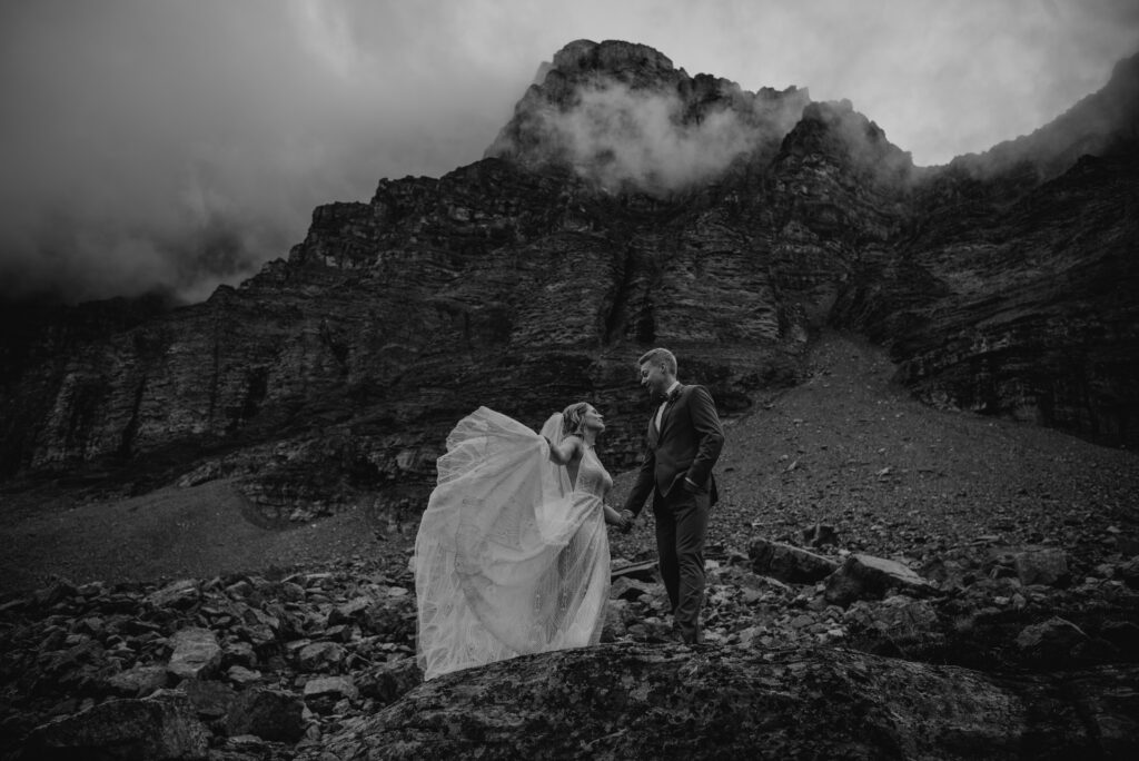 sunset helicopter elopement with rockies heli in alberta