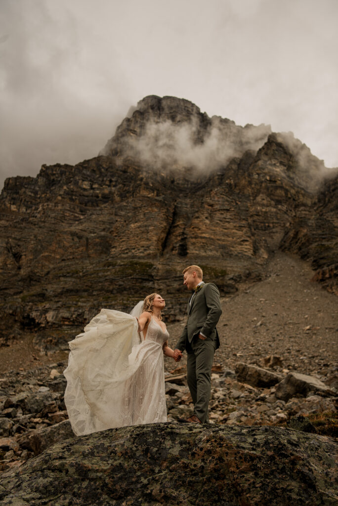 sunset helicopter elopement with rockies heli in alberta