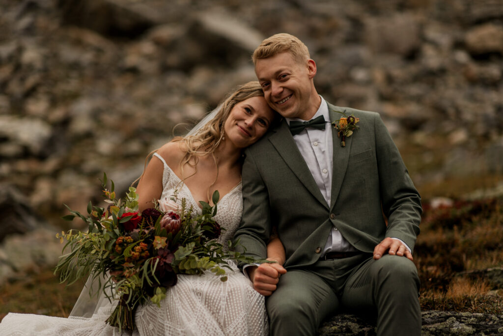 sunset helicopter elopement with rockies heli in alberta