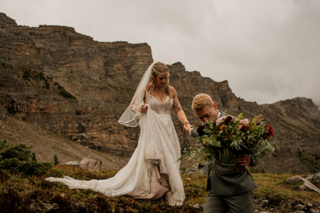 sunset helicopter elopement with rockies heli in alberta