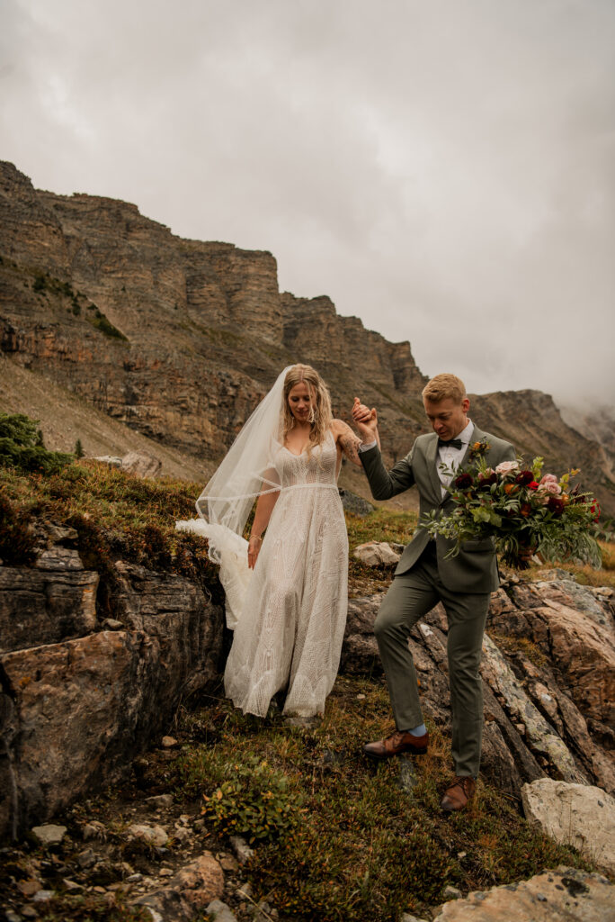 sunset helicopter elopement with rockies heli in alberta