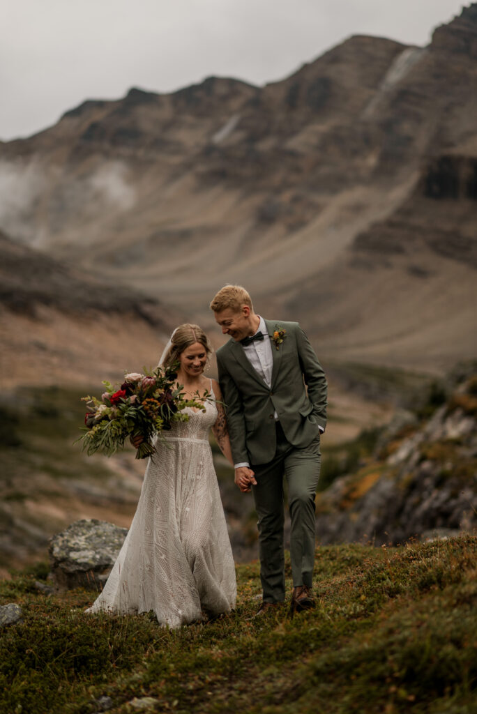 sunset helicopter elopement with rockies heli in alberta