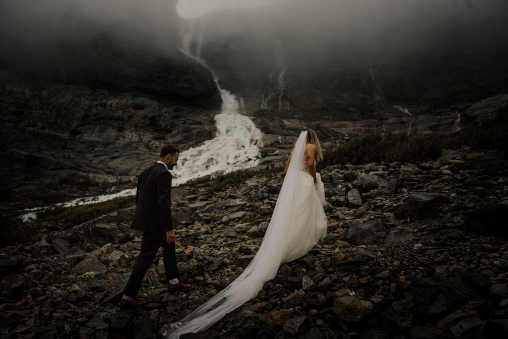 waterfall elopement in Banff