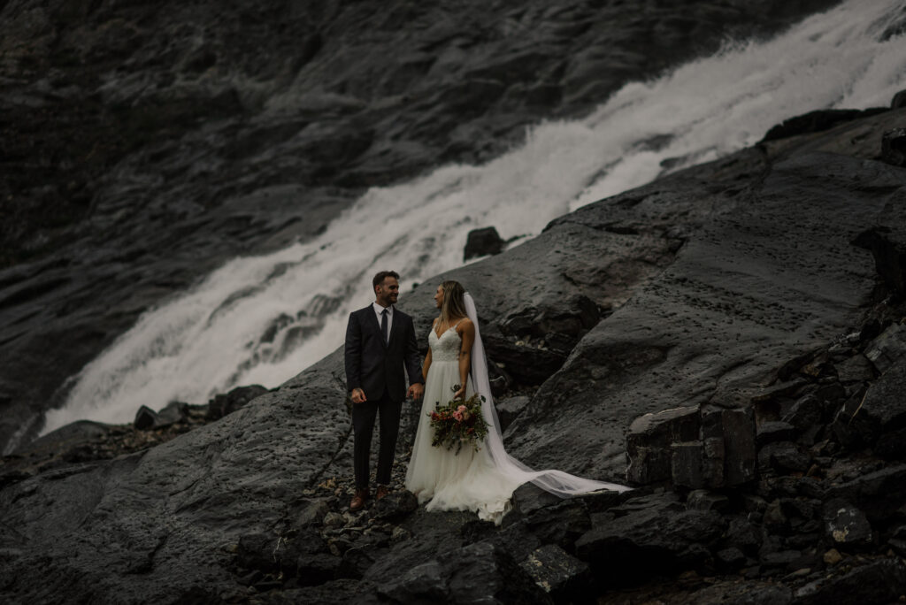 waterfall elopement in Banff