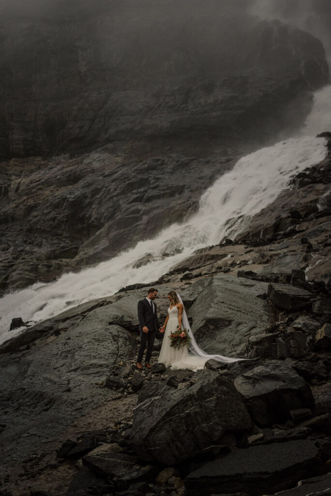 waterfall elopement in Banff