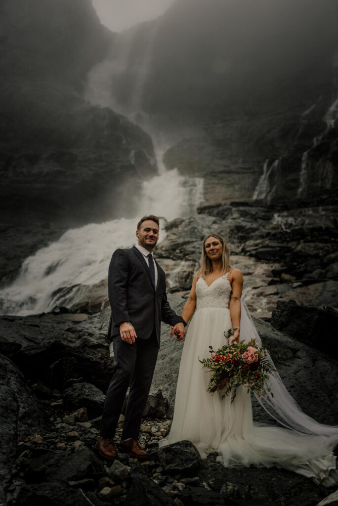 waterfall elopement in Banff