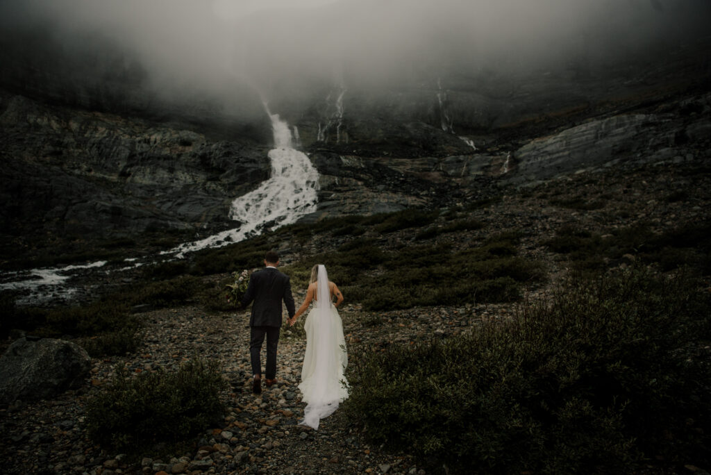 waterfall elopement in Banff