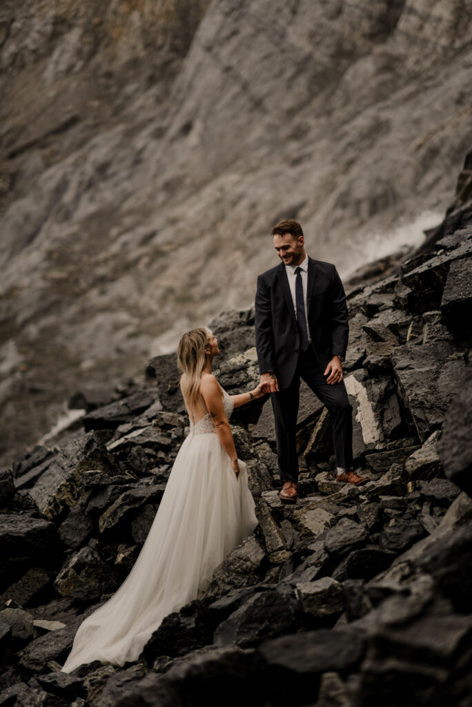 bow glacier falls elopement banff alberta