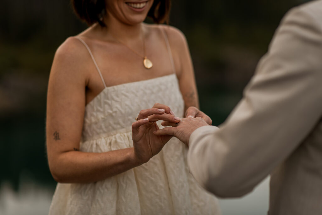 lakeside elopement ceremony canadian rockies
