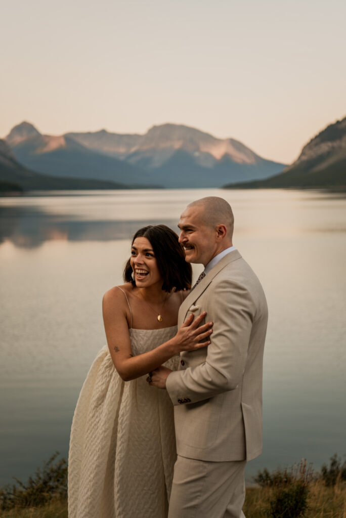 lakeside elopement ceremony canadian rockies
