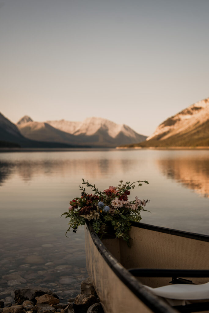 lakeside elopement ceremony canadian rockies