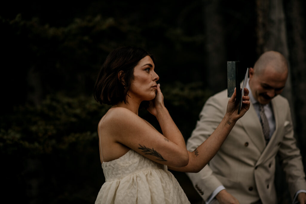 sunrise lakeside elopement in Alberta